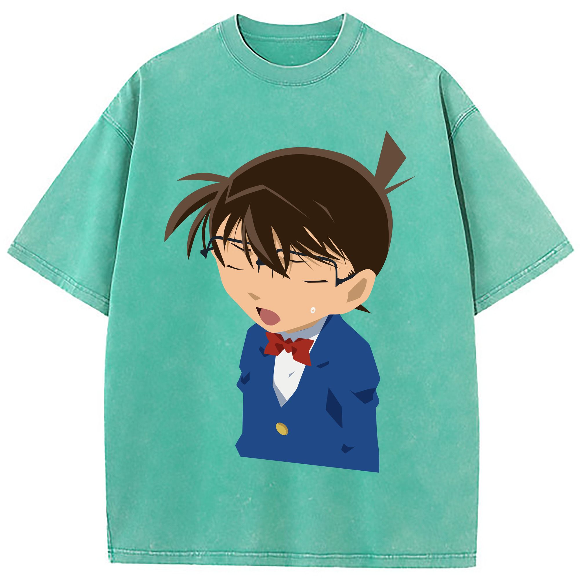 （画像用） 名探偵コナン 江戸川 コナン Detective Conan Conan Edogawa 綿100% ヴィンテージ風 半袖Tシャツ（フロントプリント）